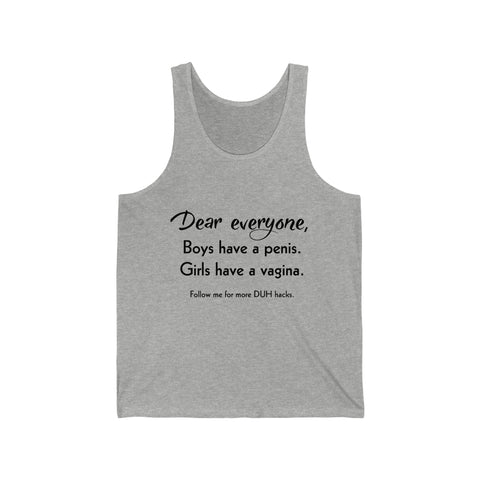 Dear Everyone Printed Unisex Jersey Tank